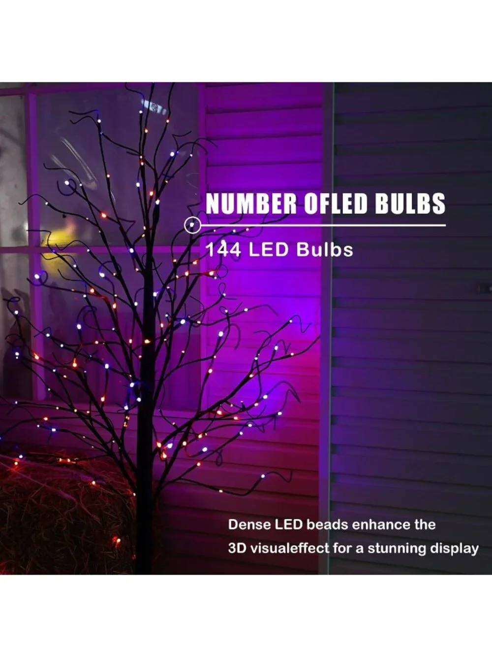 2 Pack 6FT LED Halloween Lighted Birch Trees - Purple & Orange, Waterproof Decor